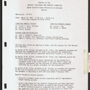 Board of Trustees Buildings and Property Committee Minutes, 1975 March 13