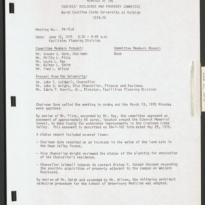 Board of Trustees Buildings and Property Committee Minutes, 1975 June 12