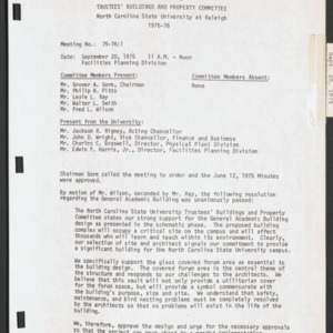 Board of Trustees Buildings and Property Committee Minutes, 1975 Sept 20