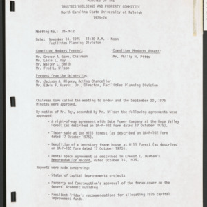 Board of Trustees Buildings and Property Committee Minutes, 1975 Nov 14
