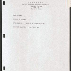 Board of Trustees Buildings and Property Committee Minutes, 1976 Nov 13