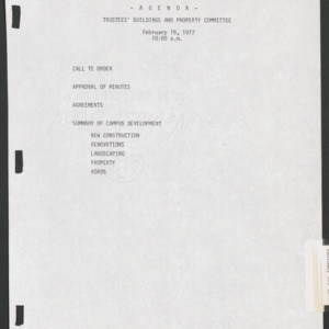 Board of Trustees Buildings and Property Committee Minutes, 1976 Feb 19