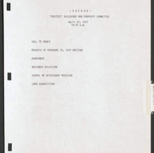 Board of Trustees Buildings and Property Committee Minutes, 1977 April 22