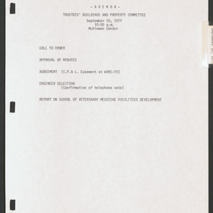 Board of Trustees Buildings and Property Committee Minutes, 1977 Sept 10