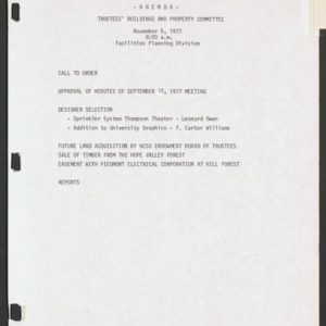 Board of Trustees Buildings and Property Committee Minutes, 1977 Nov 5