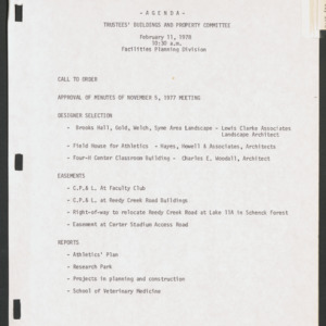 Board of Trustees Buildings and Property Committee Minutes, 1978 Feb 11