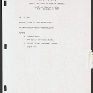Board of Trustees Buildings and Property Committee Minutes, 1978 Sept 23
