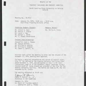 Board of Trustees Buildings and Property Committee Minutes, 1979 Jan 18