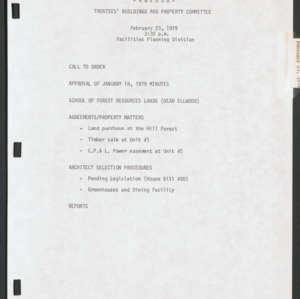 Board of Trustees Buildings and Property Committee Minutes, 1979 Feb 23