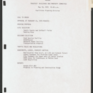 Board of Trustees Buildings and Property Committee Minutes, 1979 May 18
