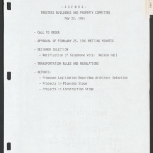 Board of Trustees Buildings and Property Committee Minutes, 1981 May 22