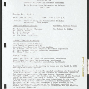 Board of Trustees Buildings and Property Committee Minutes, 1982 May 20