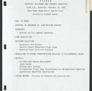 Board of Trustees Buildings and Property Committee Minutes, 1983 Feb 19