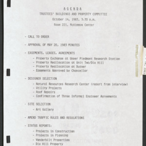 Board of Trustees Buildings and Property Committee Minutes, 1983 Oct 14