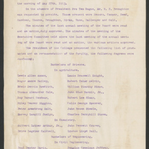 Board of Trustees Minutes, 1913 May 27