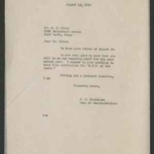 John William Harrelson Records -- Correspondence, Dr. J.G. Estes, 1934-1935