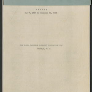 John William Harrelson Records -- Forestry, School of, and North Carolina Forestry Foundations, Inc., 1936-1937