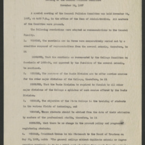 John William Harrelson Records -- General Policies, Committee on , 1937-1938