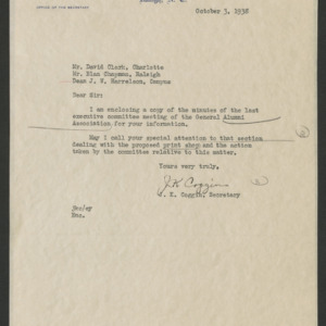 John William Harrelson Records -- Alumni Association, General , 1938-1939