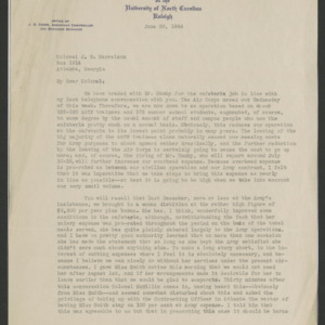 John William Harrelson Records -- Correspondence--Assistant Controller, J. G. Vann, 1943-1944