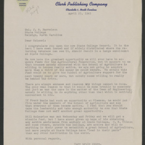 John William Harrelson Records -- Correspondence--David Clark, 1944-1945