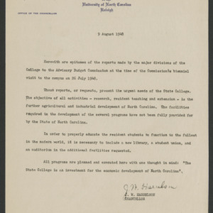 John William Harrelson Records -- Advisory Budget Commission, 1948