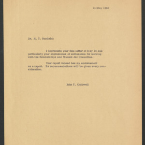 John Tyler Caldwell -- Committee: Scholarships and student aid, 1959-1960