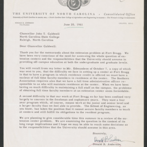 John Tyler Caldwell -- Anderson, Dr. Donald B., Provost, 1960-1961
