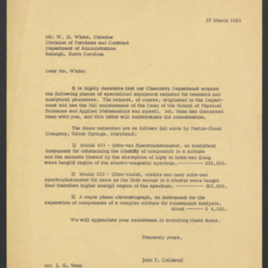 John Tyler Caldwell -- Budget Bureau, D. S. Coltrane, 1960-1961