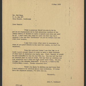 John Tyler Caldwell Records -- K (General records), 1962-1963