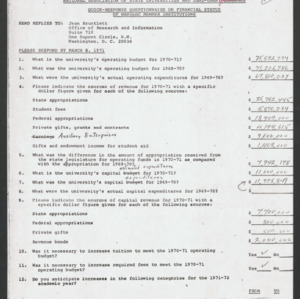 John Tyler Caldwell -- Questionnaires, 1970-1971
