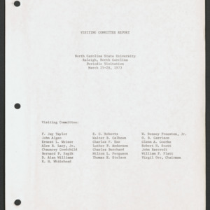 John Tyler Caldwell -- Visiting Committee report, March 1973