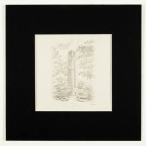 Silk screen print of Memorial Bell Tower