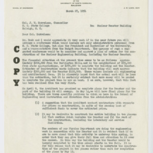 Letter from J. H. Lampe to Col. J. W. Harrelson, March 27, 1951