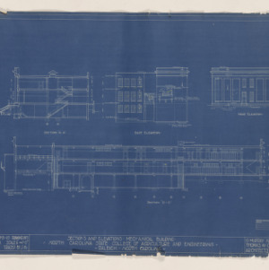 Mechanical Building [Page Hall] -- Sections and elevations, 1921