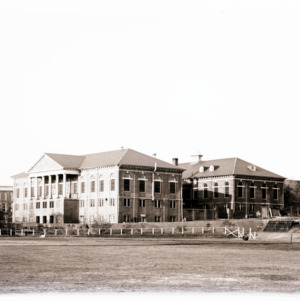 View of Leazar Dining Hall from Riddick Field, Campus, circa 1925