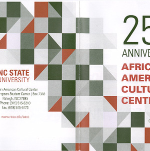 African American Cultural Center Records - Twenty Fifth, 25th Anniversary pamphlet, Fall 2016