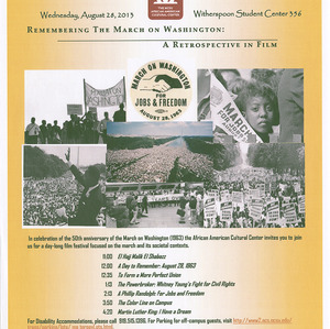 African American Cultural Center Records -- Remembering The March on Washington film flier, August 28, 2013