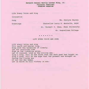 Seventh Annual Martin Luther King, Jr. Cultural Festival Program Session Ages 5-9 flier, January 25, 1992