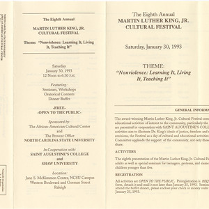 Eighth Annual Martin Luther King, Jr. Cultural Festival Opening Session program, January 30, 1993