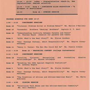 Eighth Annual Martin Luther King, Jr. Cultural Festival Program Session Ages 14-17 flier, January 30, 1993