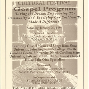 Martin Luther King, Jr. Cultural Festival Gospel program, January 20, 1996