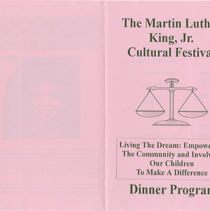 Eleventh Annual Martin Luther King, Jr. Cultural Festival Dinner Program pamphlet, January 20, 1996