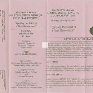 Twelfth Annual Martin Luther King, Jr. Cultural Festival pamphlet, January 25, 1997