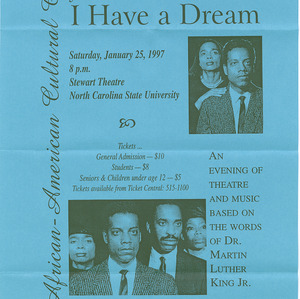 Twelfth Annual Martin Luther King, Jr. Cultural Festival "I Have a Dream" Performance flier, January 25, 1997