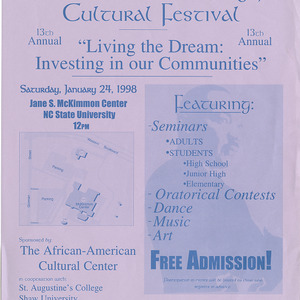 Thirteenth Annual Martin Luther King, Jr. Cultural Festival flier, January 24, 1998
