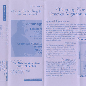 Fourteenth Annual Martin Luther King, Jr. Cultural Festival pamphlet, January 23, 1999