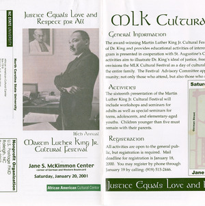 Sixteenth Annual Martin Luther King, Jr. Cultural Festival pamphlet, January 20, 2001