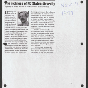 "The richness of NC State's diversity", Bulletin, November 7, 1997
