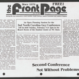 "Second Conference Not Without Problems", The Front Page, February 7-20, 1984